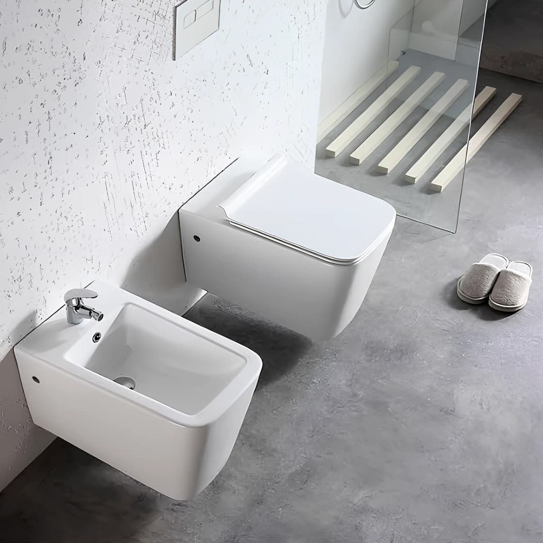 Toilette carre suspendue blanche Toilette carre suspendue blanche